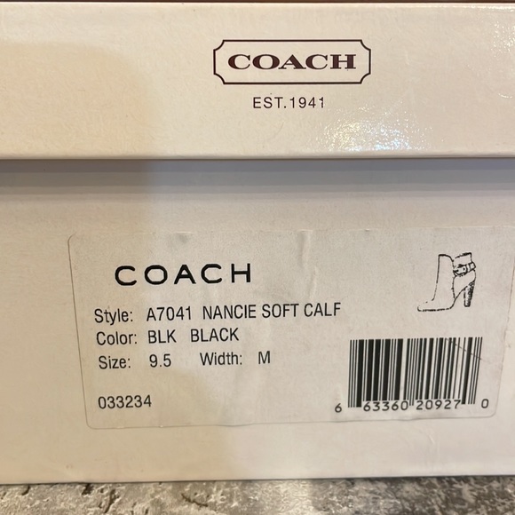 Coach Nancie Soft Calf Black Pebbled Leather Heeled Bootie Made in Italy - Picture 15 of 16